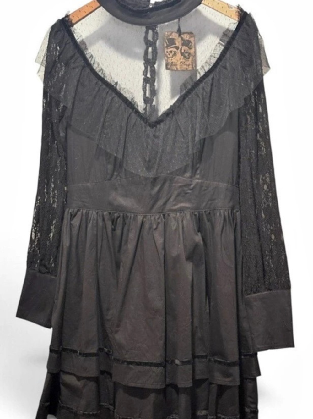 Spin Doctor “Nevermore”Black Lace Mini Dress XL New with tags.